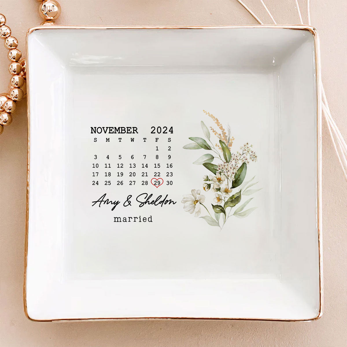 Married Couple Wedding Date Personalized Jewelry Dish, Engagement Wedding Newlywed Gift, Heartwarming Keepsake